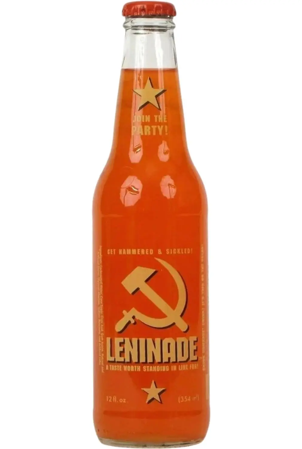 Soviet-themed Leninade soda bottle design.