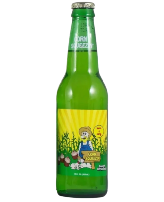 Green bottle with colorful label