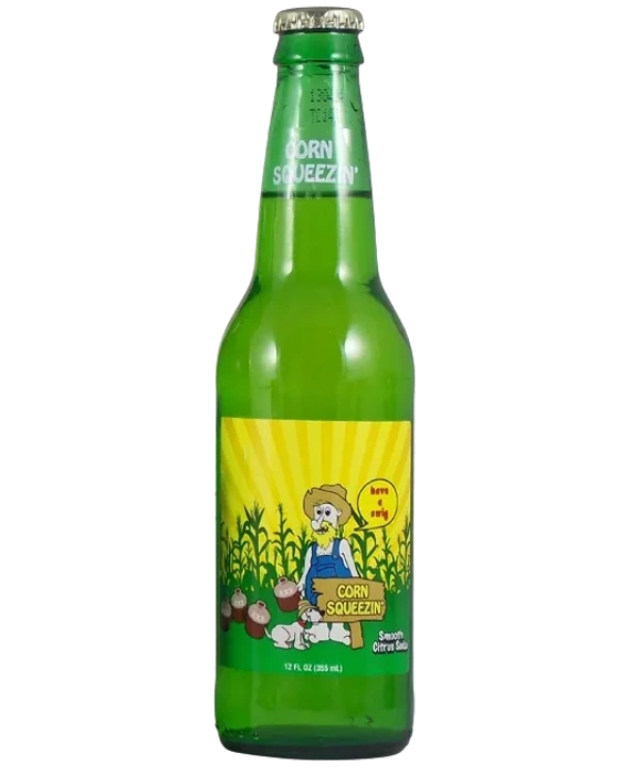 Green bottle with colorful label
