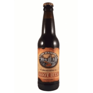 Root beer bottle with vintage label