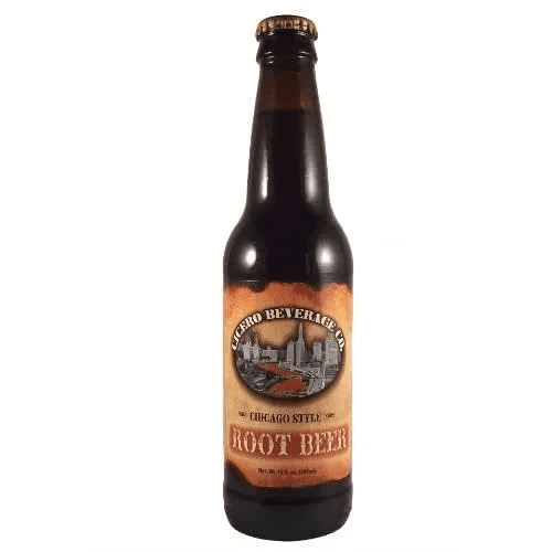 Root beer bottle with vintage label