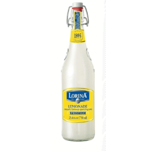 Sparkling lemonade in a glass bottle