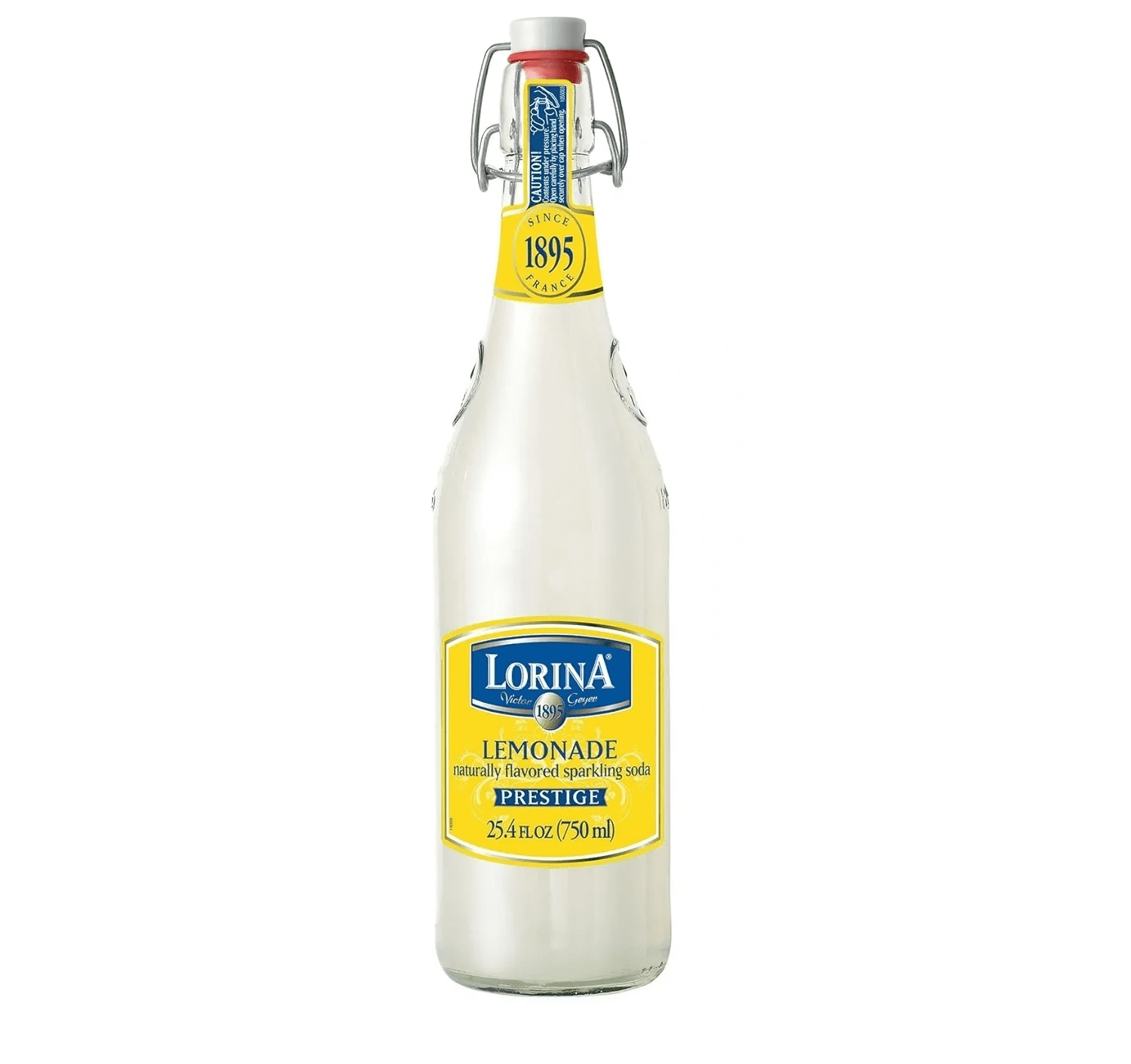 Sparkling lemonade in a glass bottle