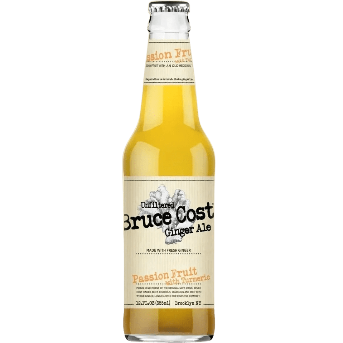 Unfiltered ginger ale in glass bottle