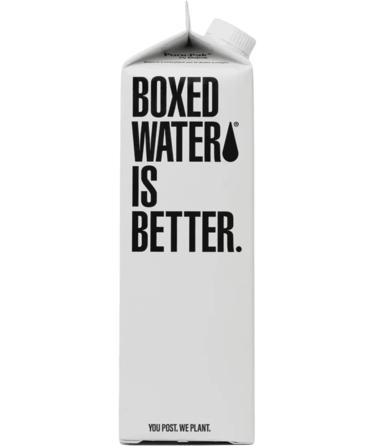 Eco-friendly boxed water packaging.