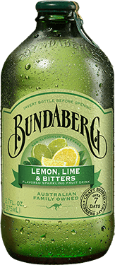 Refreshing citrus beverage in green bottle