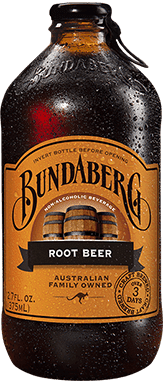 Chilled Bundaberg root beer bottle