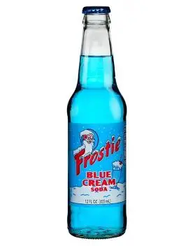 Blue soda in glass bottle
