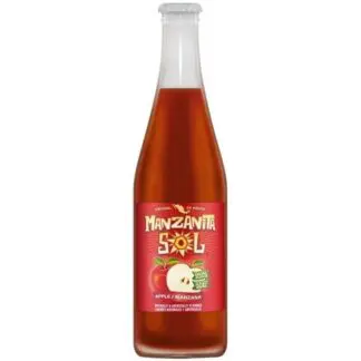 Apple soda bottle with red label