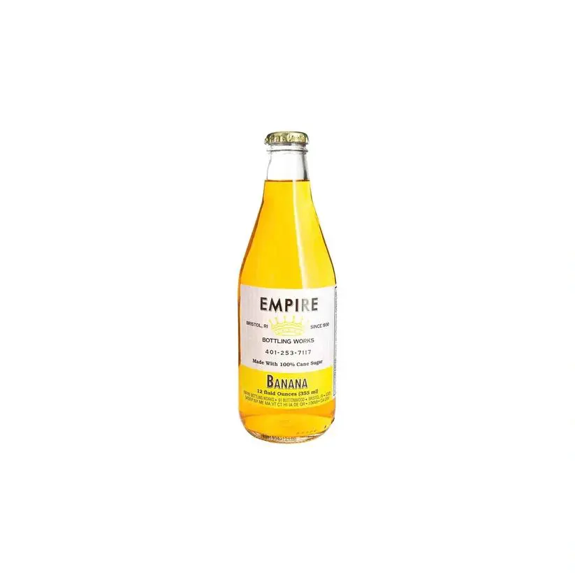Banana soda in glass bottle