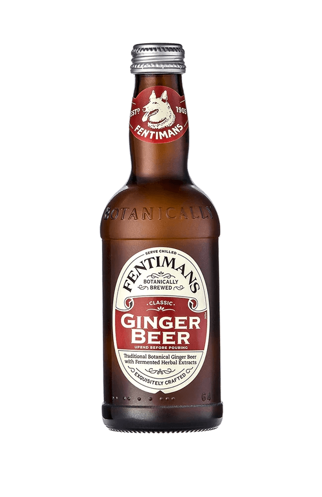 Ginger beer bottle on black background