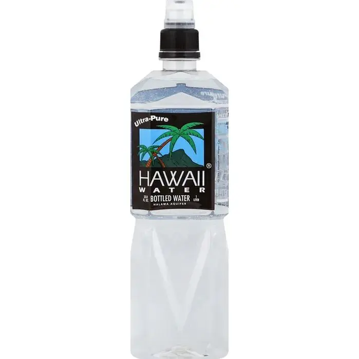 Clear plastic bottle of Hawaii water