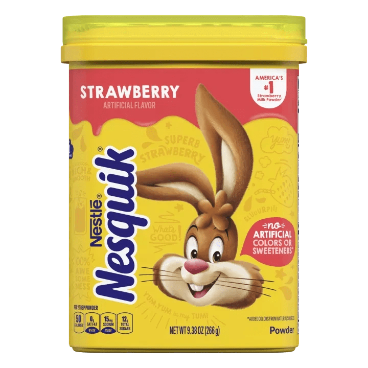 Nesquik strawberry flavor powder container