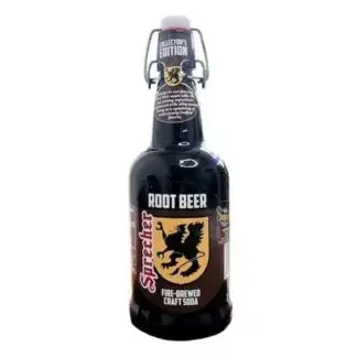 Root beer bottle with griffin logo