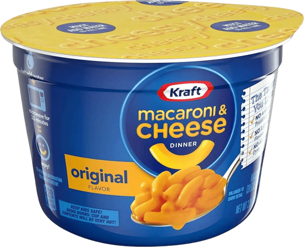 Macaroni and cheese cup packaging