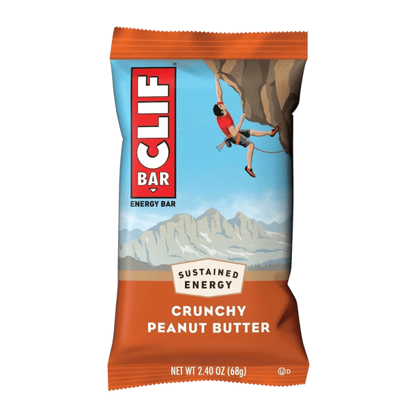 Energy bar with mountain climbing design