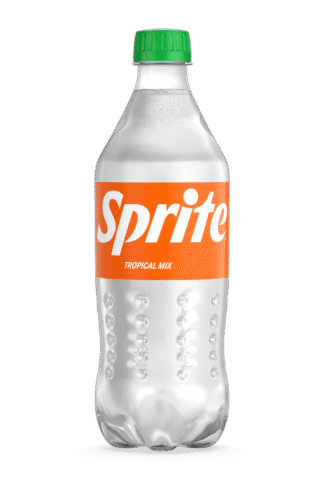 Sprite Tropical Mix bottle on black background