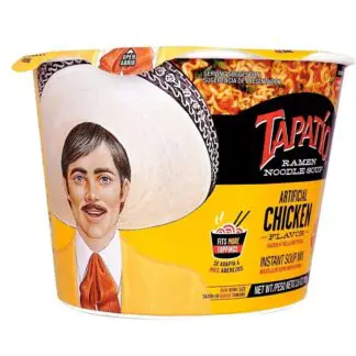 Instant noodle soup with Tapatio branding