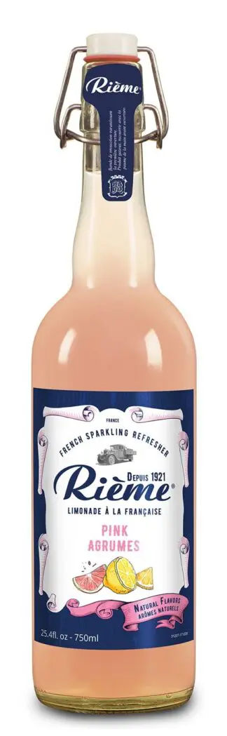 Pink citrus sparkling lemonade bottle
