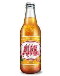 Ale-8 orange flavored soda amber bottle
