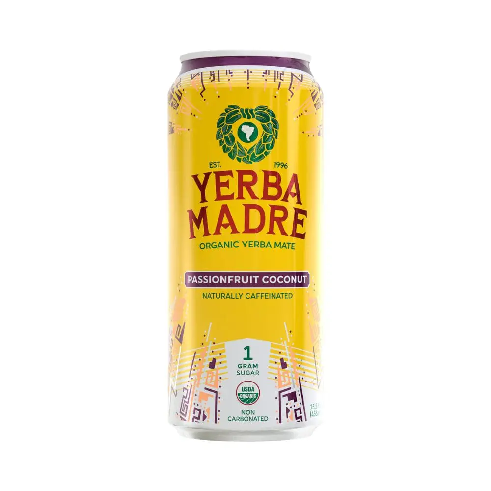 Yerba Madre passionfruit coconut can