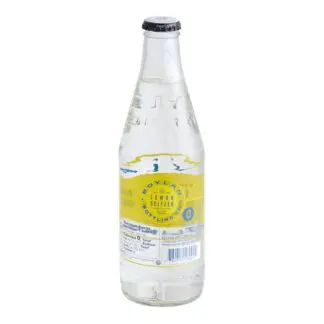 Clear glass bottle of lemon seltzer
