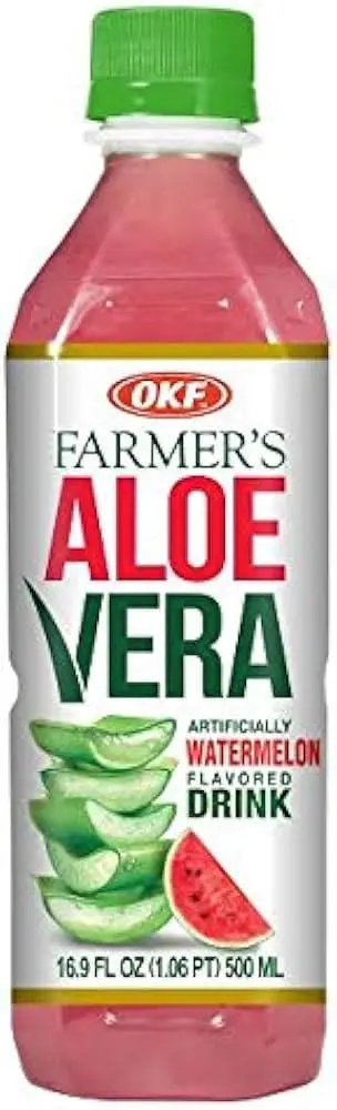 Pink watermelon aloe vera drink bottle