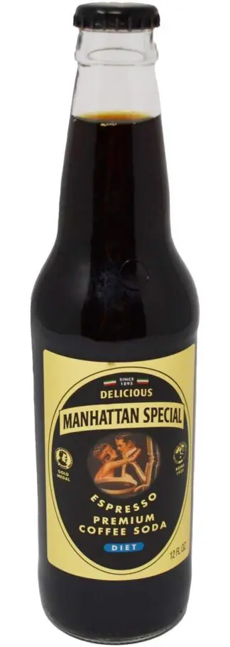 Manhattan Special espresso coffee soda bottle