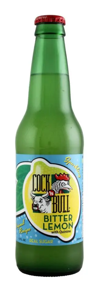 Green glass bottle of Bitter Lemon soda
