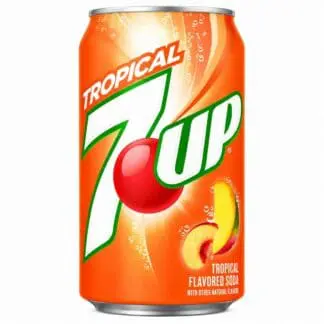 Tropical 7UP can with peach slices
