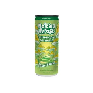 Green mushroom-themed yuzu lime drink can