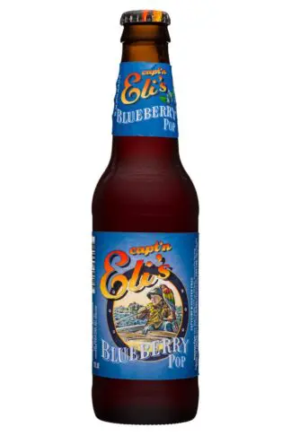 Blueberry soda bottle with colorful nautical label