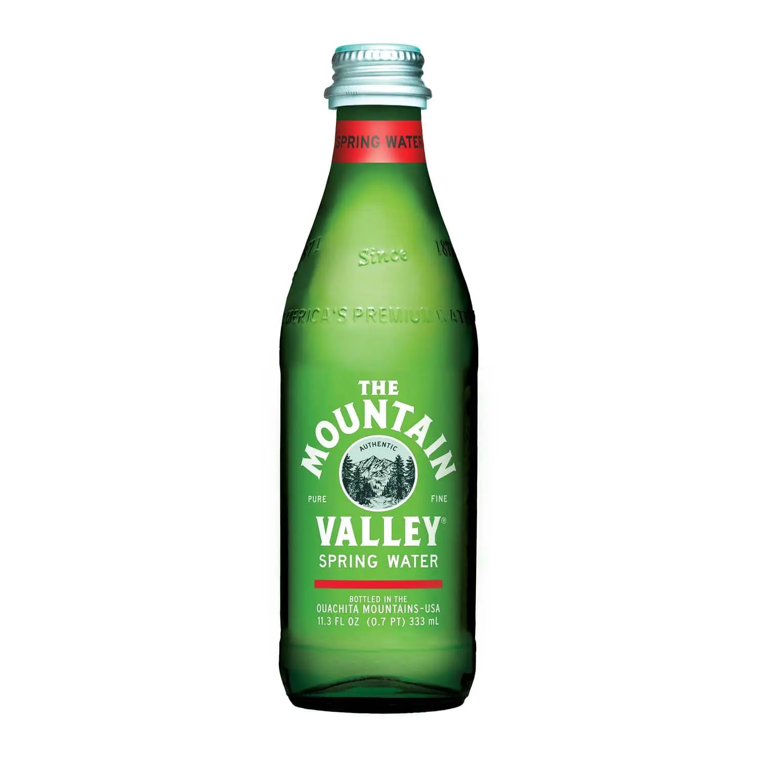 333 mL green Mountain Valley glass bottle