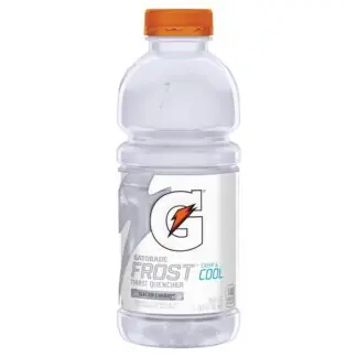 Clear Gatorade Frost bottle with orange cap