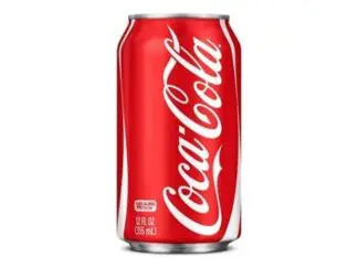 Red Coca-Cola soda can on white background