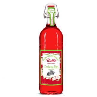 Tall cranberry lime glass soda bottle