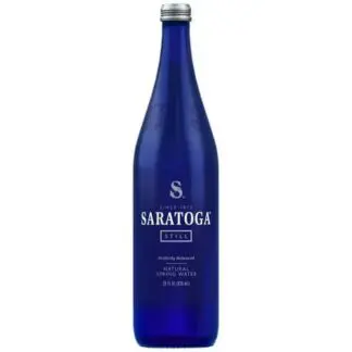 Blue glass water bottle with silver cap