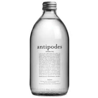 Antipodes sparkling water clear glass bottle