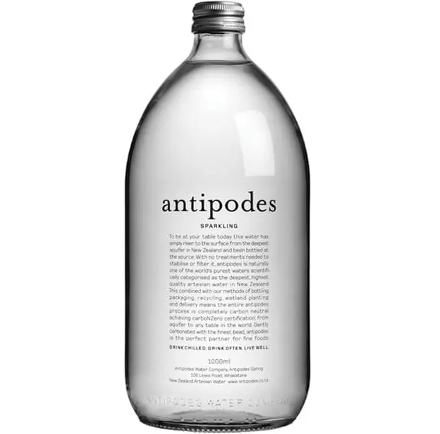 Antipodes sparkling water glass bottle