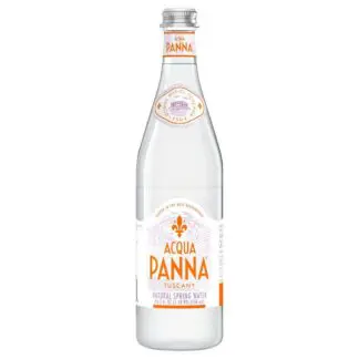 Glass bottle of Acqua Panna natural spring water