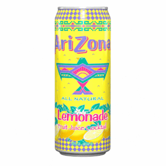 Yellow Arizona Lemonade can with tropical design