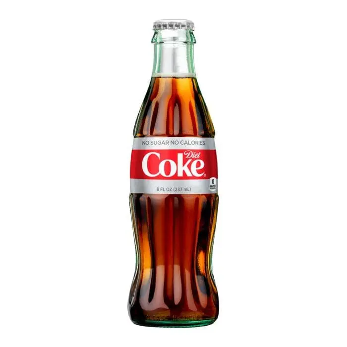 Glass bottle of Diet Coke