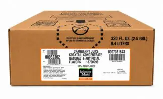 Cardboard box labeled cranberry juice concentrate