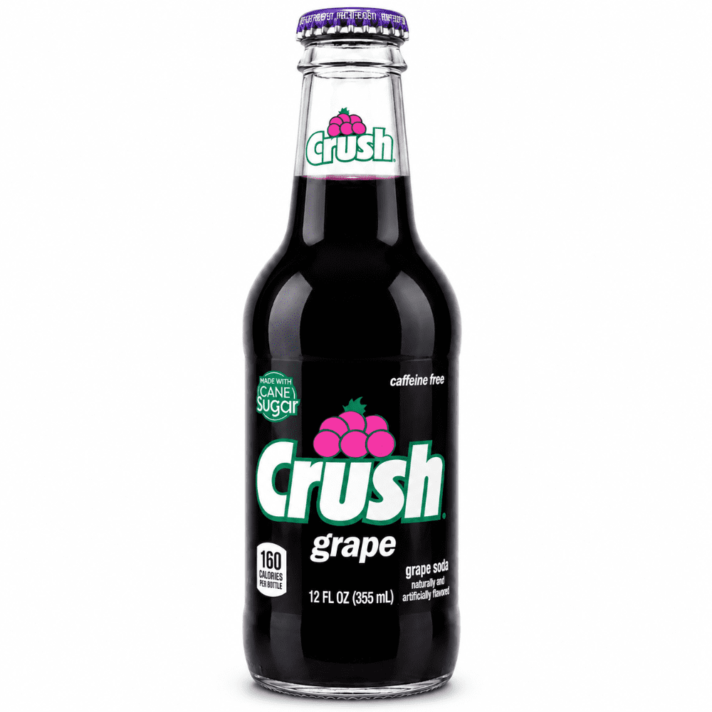 Grape Crush soda in glass bottle
