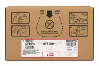 Diet Coke cardboard box with opening instructions
