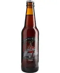 Cherry cola style glass bottle with dark label