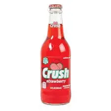 Red Crush strawberry soda bottle with label