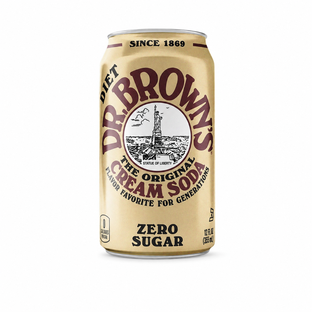 Can of Diet Dr. Brown's cream soda