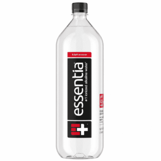 Clear 50oz ionized water bottle with black label