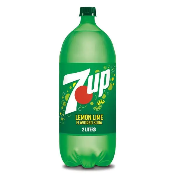2 liter 7UP lemon lime soda bottle